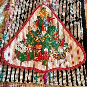 Rare Vintage 1979 Unieboek Gnome Collectible Christmas Tree Placemat Set Of 2